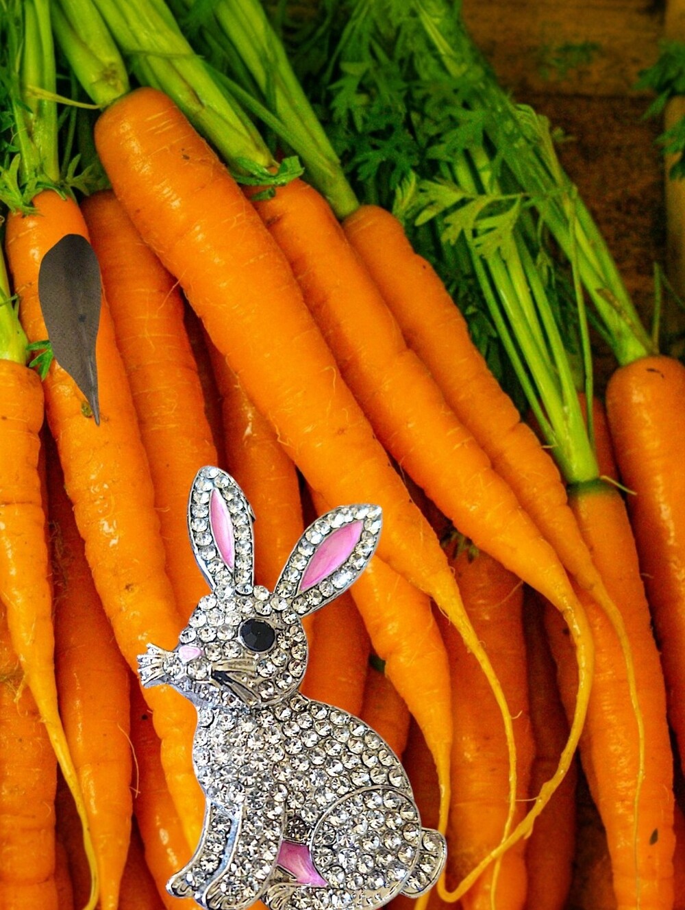 Rhinestone Bunny Brooch